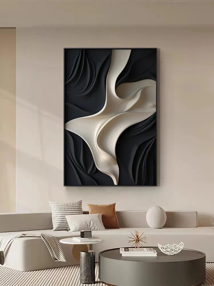 Japandi Muurdecoratie – 3D Wandornament in Neutrale Tinten – Minimalistisch & Modern