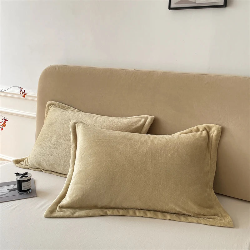 Set van 2 Fluwelen Kussenslopen – 48x74 cm, Zachte Flanel Stof met Rits, Luxe & Comfort voor Slaapkamer