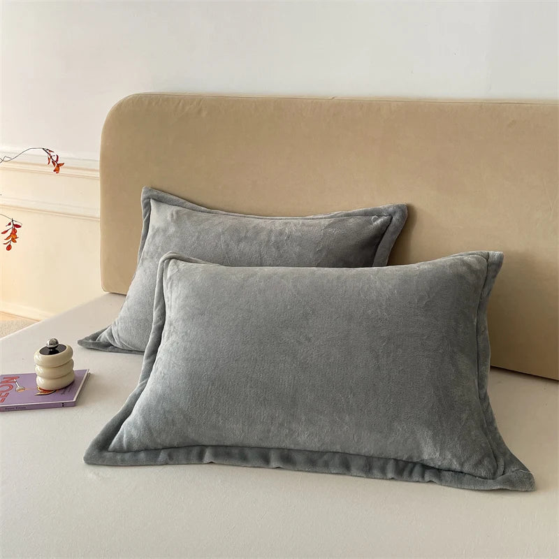 Set van 2 Fluwelen Kussenslopen – 48x74 cm, Zachte Flanel Stof met Rits, Luxe & Comfort voor Slaapkamer