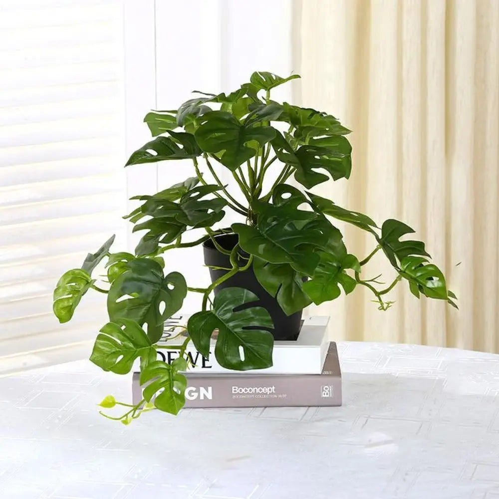 Kunst Monstera 40 cm in sierpot zwart