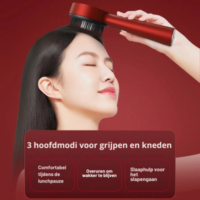 3-in-1 Elektrische Hoofdhuid Massagekam – Roodlichttherapie, Haarserum Applicator & Trilmassage voor Haarverzorging