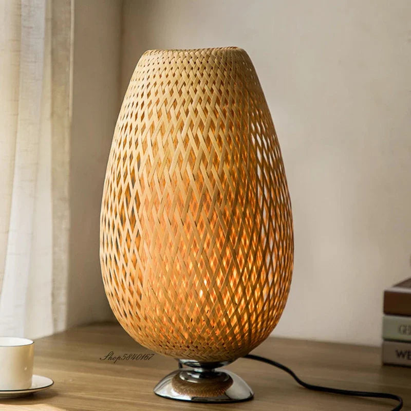 AntiqueBamboo Vintage Bamboe Tafellamp - Rustiek Design en Natuurlijke Elegantie