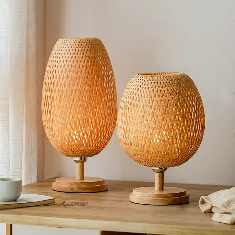 AntiqueBamboo Vintage Bamboe Tafellamp - Rustiek Design en Natuurlijke Elegantie