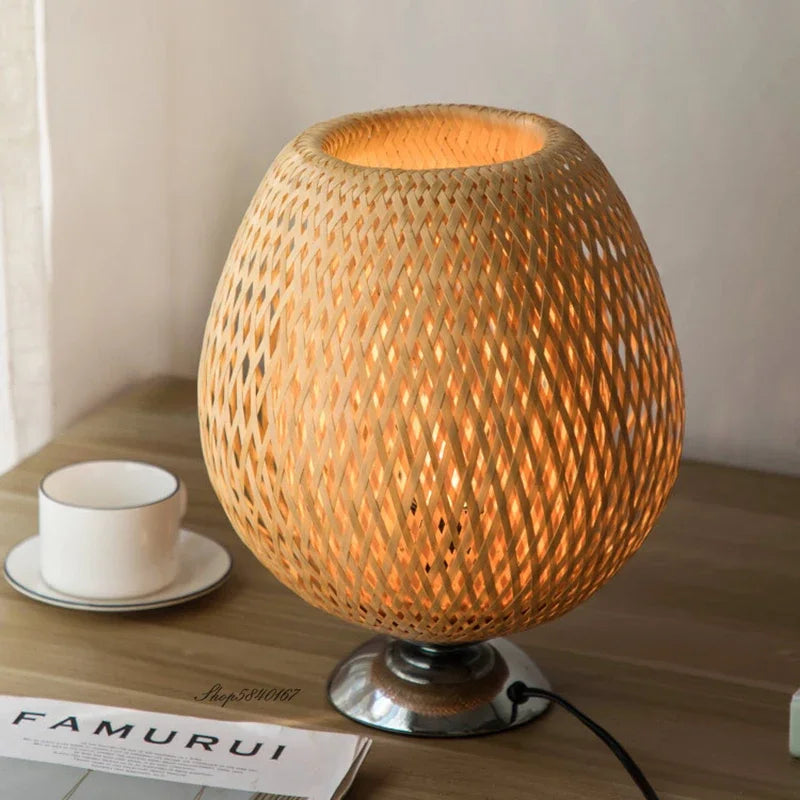 AntiqueBamboo Vintage Bamboe Tafellamp - Rustiek Design en Natuurlijke Elegantie