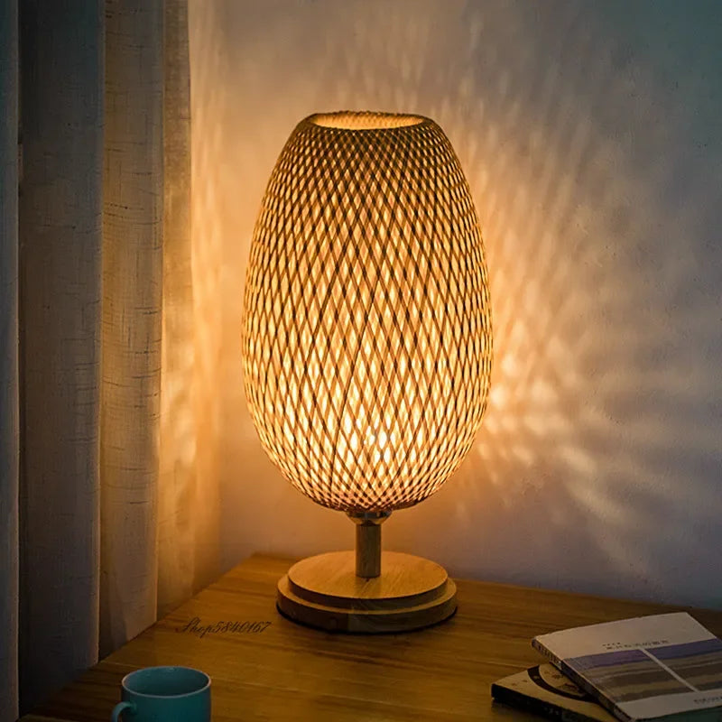 AntiqueBamboo Vintage Bamboe Tafellamp - Rustiek Design en Natuurlijke Elegantie
