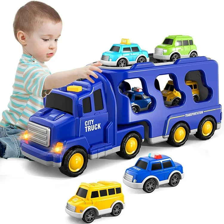 TransportFun Speelset – Met Licht en Geluid – Inclusief 4 Auto’s – Opslagfunctie – Educatief Speelgoed vanaf 3 jaar