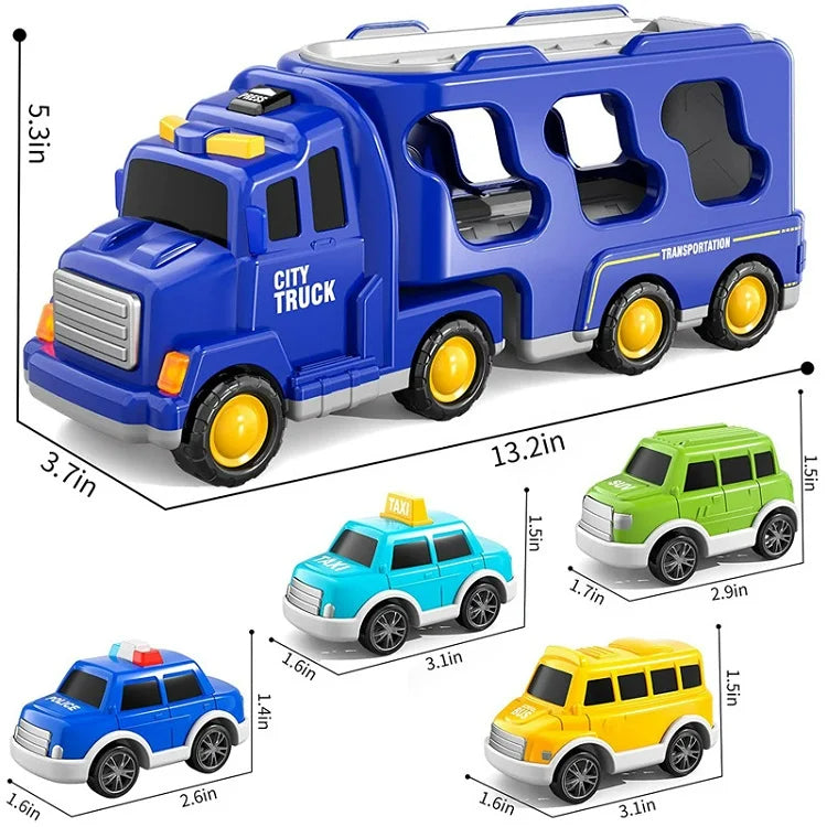 TransportFun Speelset – Met Licht en Geluid – Inclusief 4 Auto’s – Opslagfunctie – Educatief Speelgoed vanaf 3 jaar