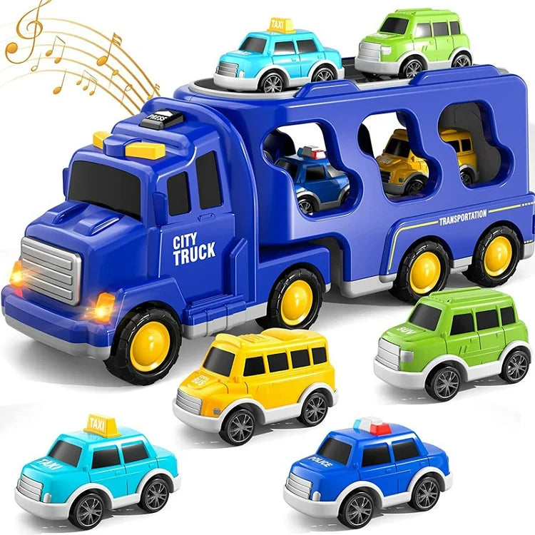 TransportFun Speelset – Met Licht en Geluid – Inclusief 4 Auto’s – Opslagfunctie – Educatief Speelgoed vanaf 3 jaar