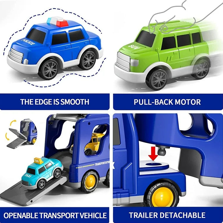 TransportFun Speelset – Met Licht en Geluid – Inclusief 4 Auto’s – Opslagfunctie – Educatief Speelgoed vanaf 3 jaar