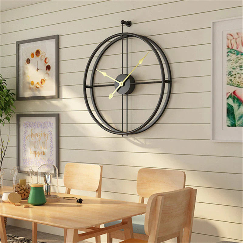 IronClock XL Wandklok 52 cm – Minimalistisch Industrieel Design | Stille Quartz Beweging | Zwart of Zwart-Goud | Metalen Klok voor Woonkamer, Kantoor & Keuken