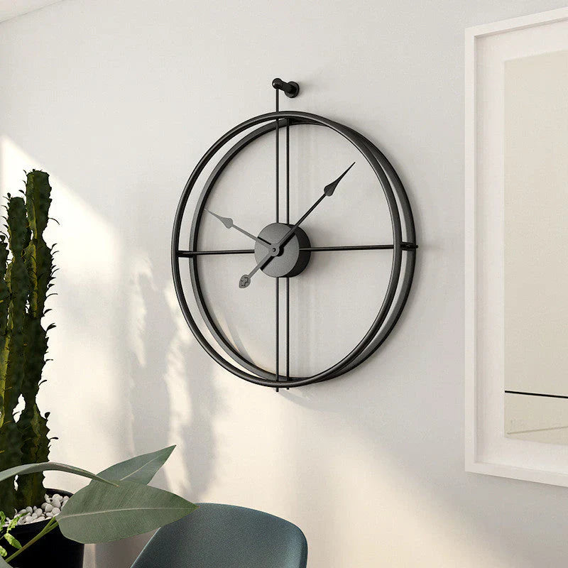 IronClock XL Wandklok 52 cm – Minimalistisch Industrieel Design | Stille Quartz Beweging | Zwart of Zwart-Goud | Metalen Klok voor Woonkamer, Kantoor & Keuken