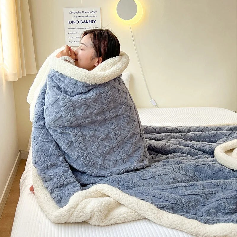 Luxe Winterdeken van Lamswol & Fleece – Extra Dik & Warm – Ademend & Zacht – Voor Slaapkamer & Woonkamer