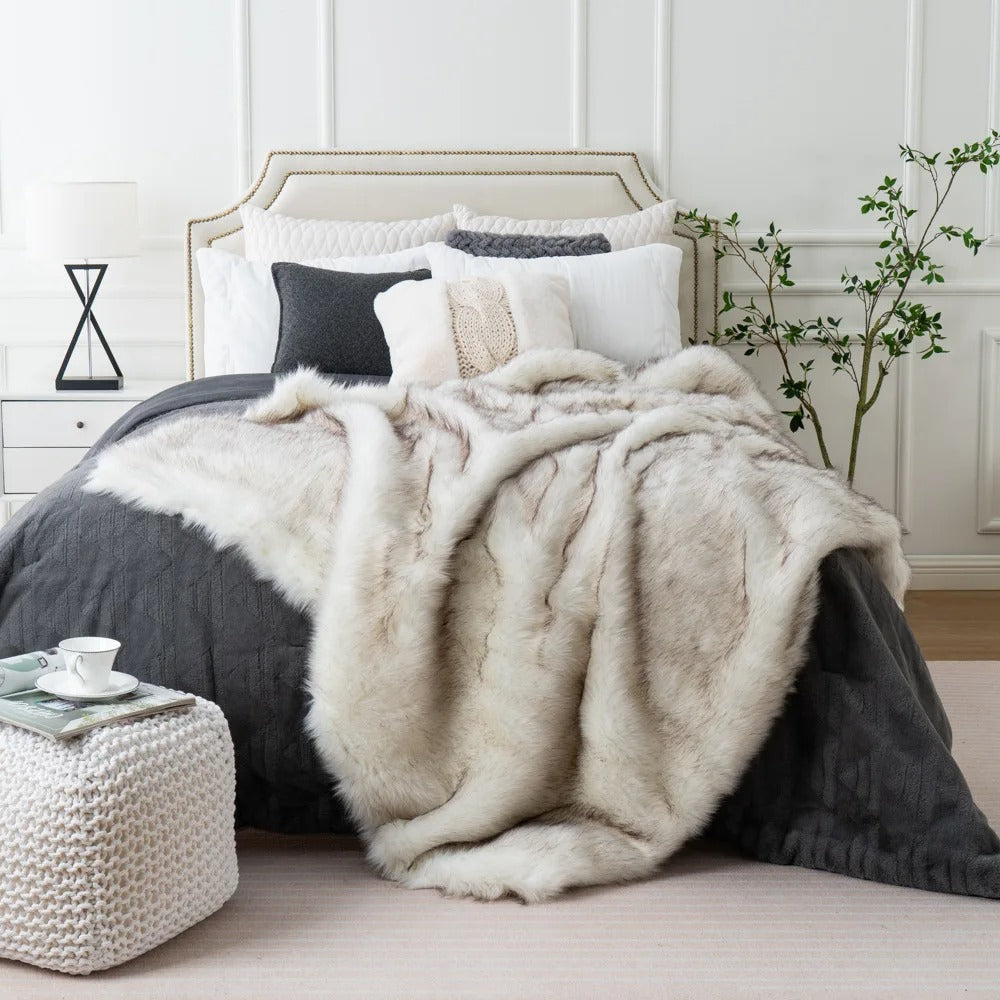 Luxueuze Imitatiebont Deken – Zachte Fleece Warmte Deken voor Bed en Bank, Perfect voor Koude Winternachten