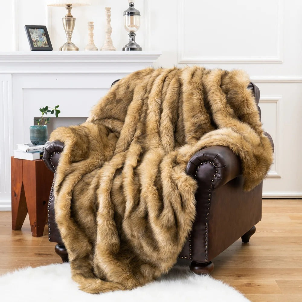 Luxueuze Imitatiebont Deken – Zachte Fleece Warmte Deken voor Bed en Bank, Perfect voor Koude Winternachten