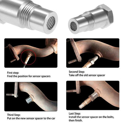 Universele O2 Sensor Adapter met Mini Katalysator – Verwijdert Check Engine Light (P0420/P0430) | M18x1.5 | RVS SS304 | Alleen Off-Road Gebruik