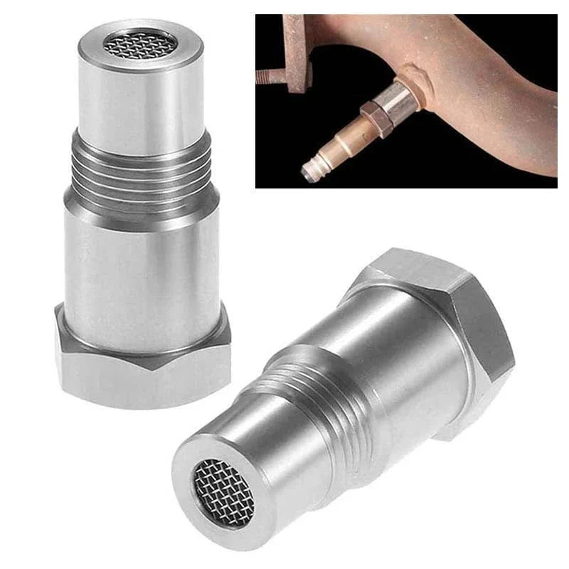 Universele O2 Sensor Adapter met Mini Katalysator – Verwijdert Check Engine Light (P0420/P0430) | M18x1.5 | RVS SS304 | Alleen Off-Road Gebruik