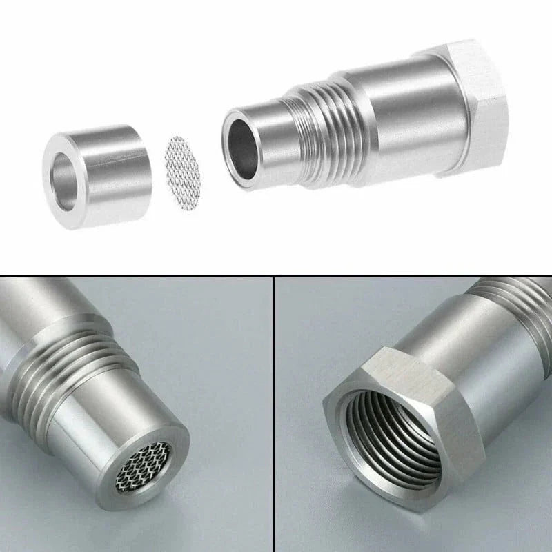 Universele O2 Sensor Adapter met Mini Katalysator – Verwijdert Check Engine Light (P0420/P0430) | M18x1.5 | RVS SS304 | Alleen Off-Road Gebruik