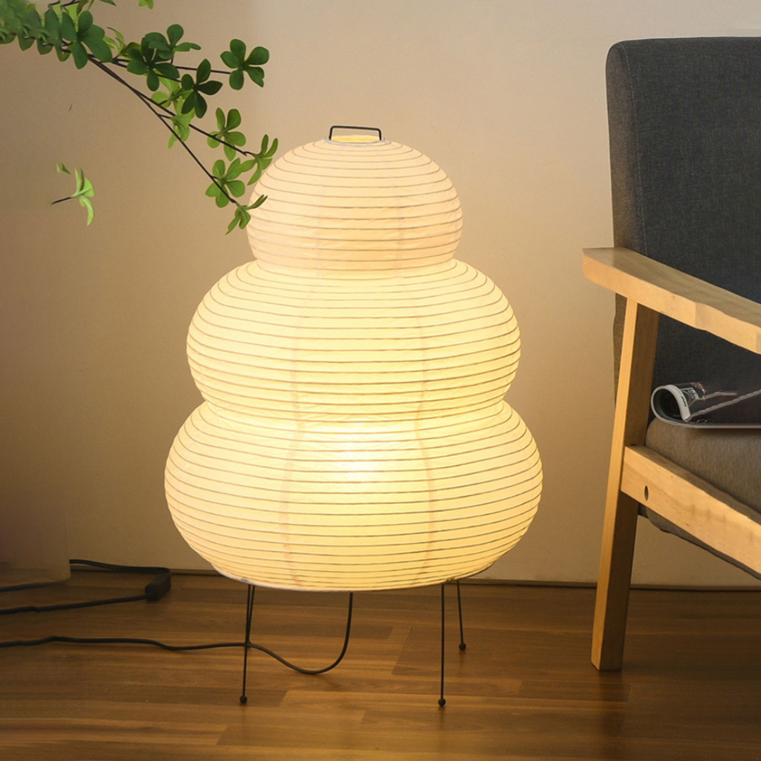 ZenGlow Japandi Rijstpapier Vloerlamp – Minimalistische Wabi-Sabi Sfeerverlichting