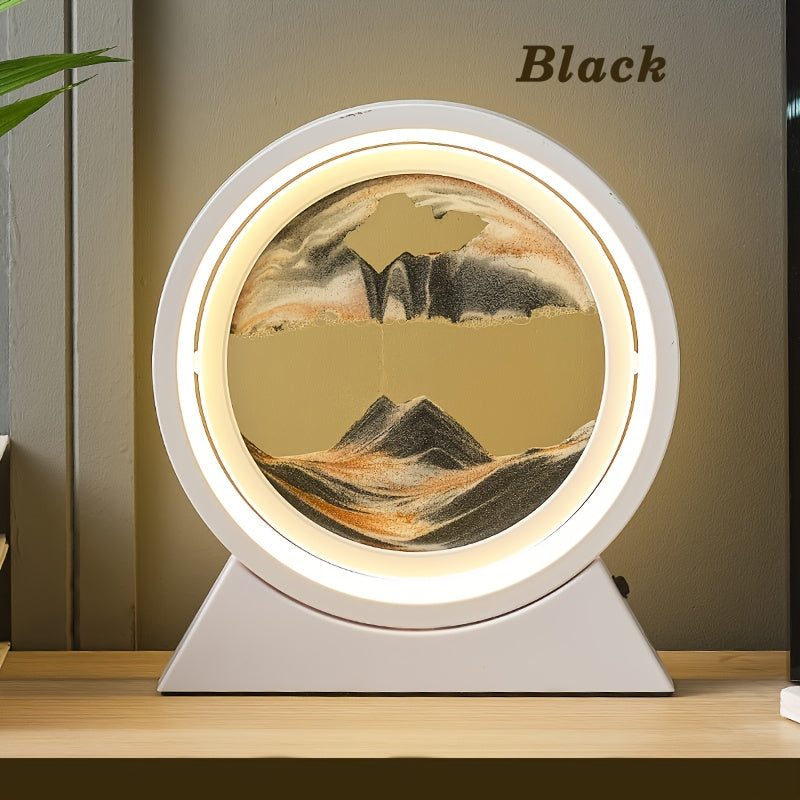 3D Bewegende Zandschilderij LED Tafellamp, Glas Zand Scene Nachtlicht, Romantisch Huisdecor