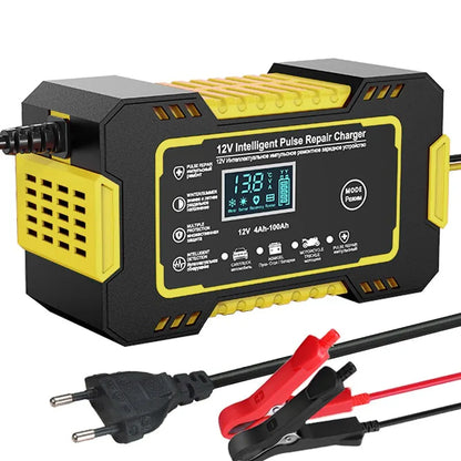 12V 6A Slimme Acculader Auto – LCD Pulse Repair Lader voor AGM, Gel & Loodaccu's – Met Overlaad- en Kortsluitbeveiliging