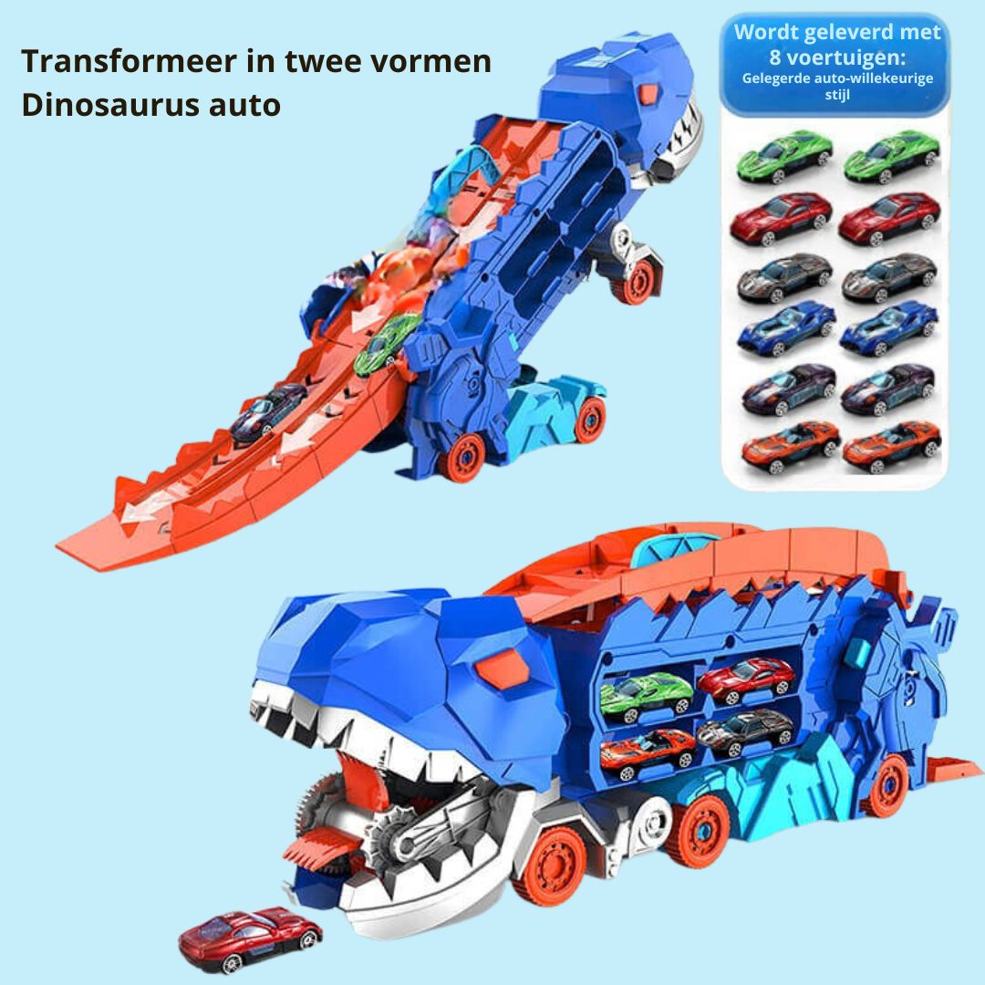 Jurassic Transporter Dinosaurus Vrachtwagen – 3-in-1 Speelset – Transformeerbaar – Inclusief Racebaan en Auto’s – Educatief Speelgoed vanaf 3 jaar
