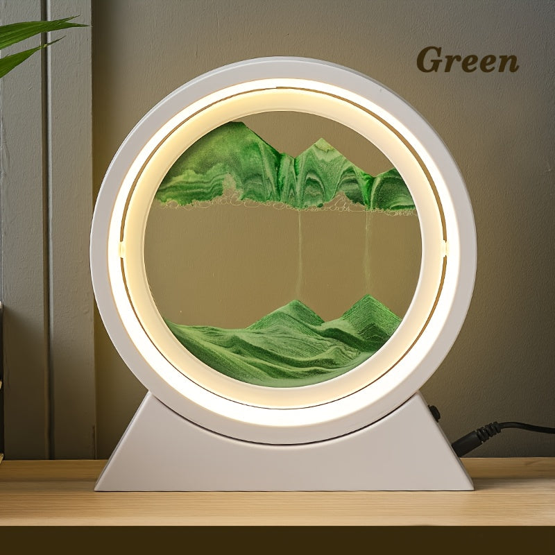 3D Bewegende Zandschilderij LED Tafellamp, Glas Zand Scene Nachtlicht, Romantisch Huisdecor