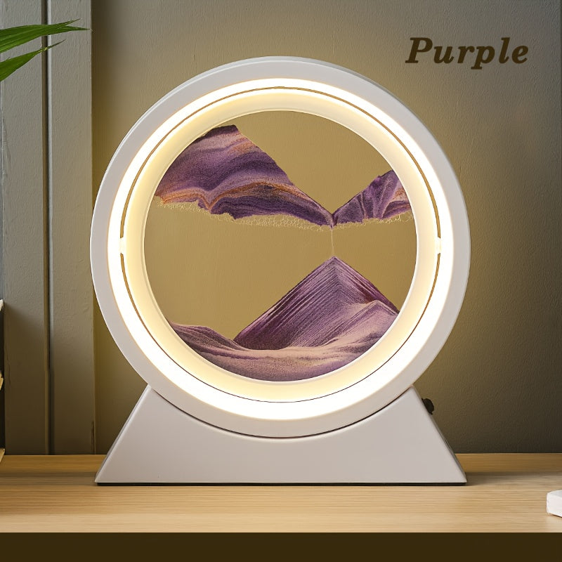 3D Bewegende Zandschilderij LED Tafellamp, Glas Zand Scene Nachtlicht, Romantisch Huisdecor