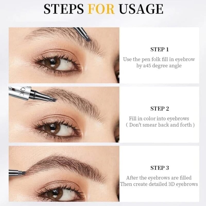 ArchDefine 3D Waterproof Wenkbrauwpen met 4-Puntige Tip – Langhoudend Microblading Effect zonder Pijn