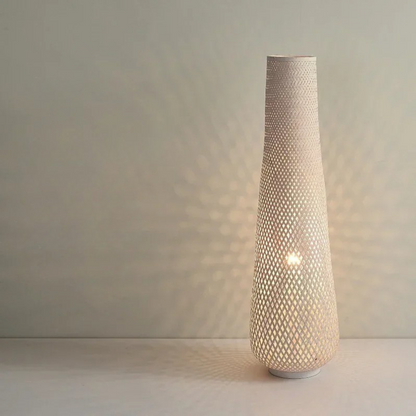Japandi Handgemaakte Vloerlamp van Gewoven Bamboe