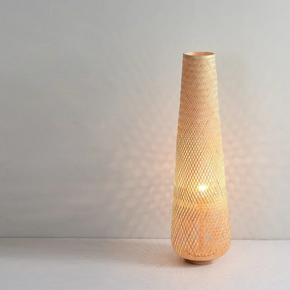 Japandi Handgemaakte Vloerlamp van Gewoven Bamboe
