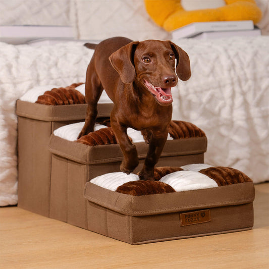 NapSteps Luxe Hondentrap met Opbergruimte – 2 of 3 Treden, Schachtdesign, Antislip & Zacht Kussen (tot 20 kg)