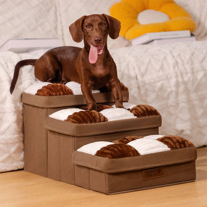 NapSteps Luxe Hondentrap met Opbergruimte – 2 of 3 Treden, Schachtdesign, Antislip & Zacht Kussen (tot 20 kg)