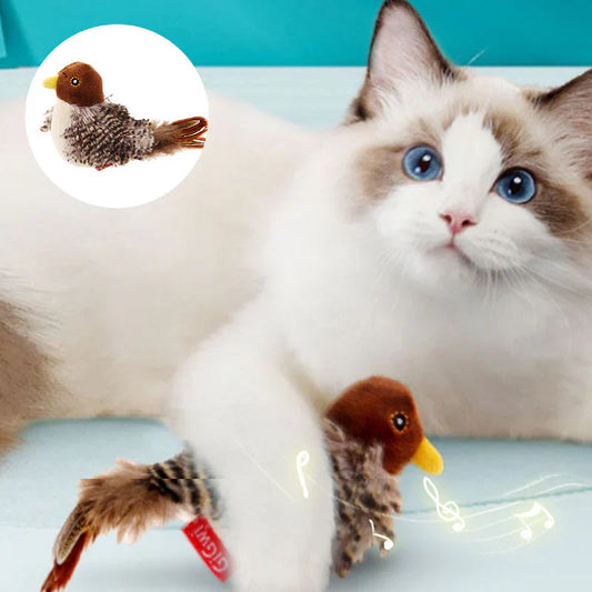 Catfri BirdToy – Interactief Vogelspeeltje voor Katten – Realistisch Getjilp & Gevederde Ontwerpen – Duurzaam & Vermaak voor Katten
