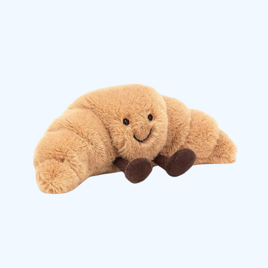 Croissant Knuffel – Lachend Brood Kussen van Pluche – Schattige Cadeau Pop – 36x15 cm – Decoratie & Knuffel