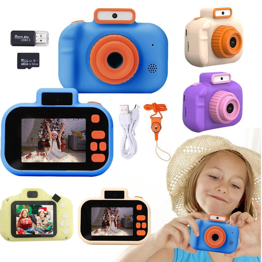 Kindercamera met 1080p Video – Digitale Selfie Camcorder met Lanyard – 2.0'' IPS Scherm – Speelgoed voor Jongens & Meisjes – USB Oplaadbaar