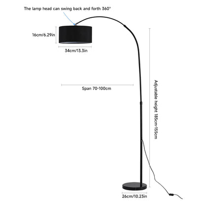 Telescopische Booglamp – Verstelbare Staande Lamp – 12W LED Dimbaar – Modern Design voor Woonkamer & Slaapkamer