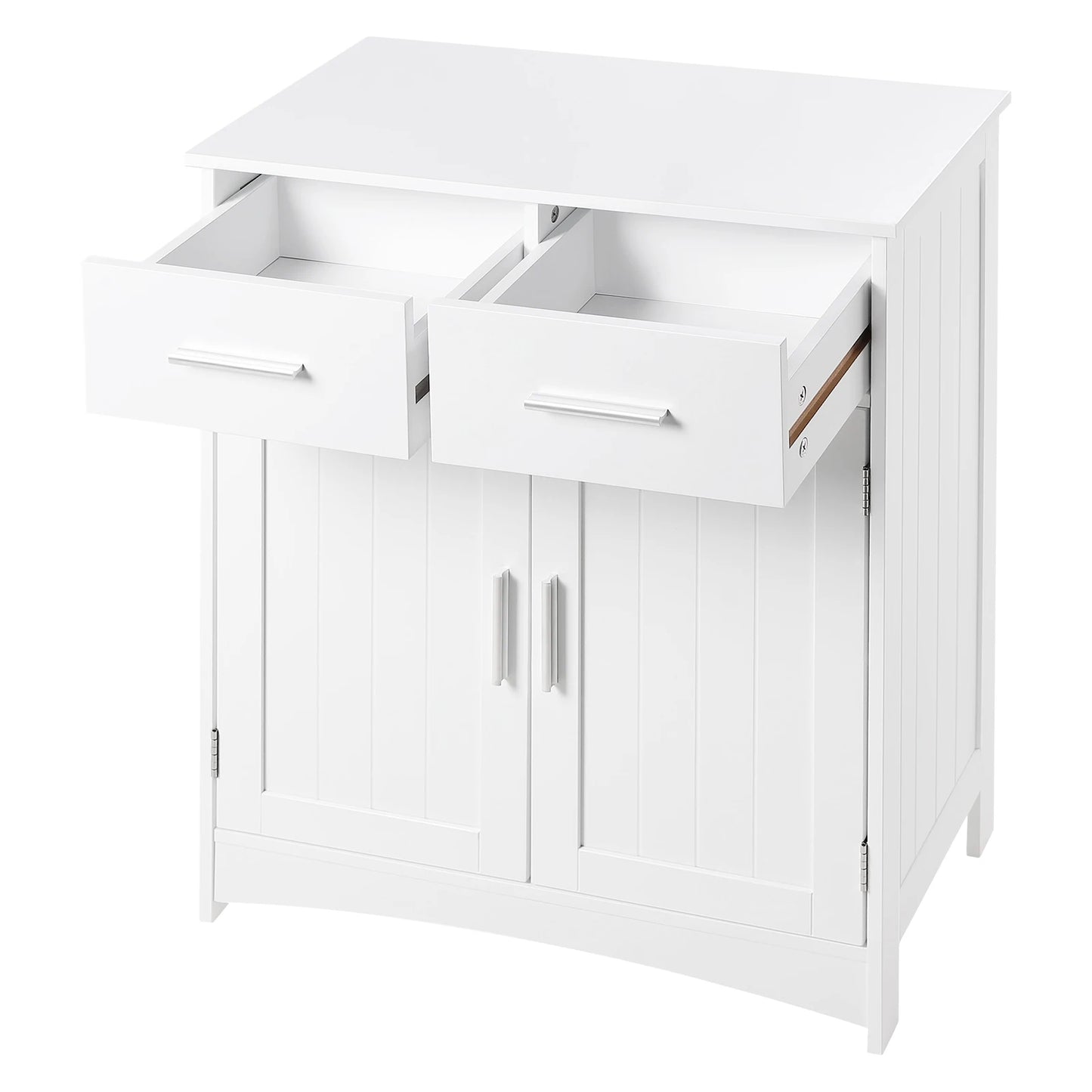 Witte Badkamerkast 60x76x30 cm – Met 2 Laden & Verstelbaar Schap – Vrijstaand Opbergmeubel – Vochtbestendig MDF
