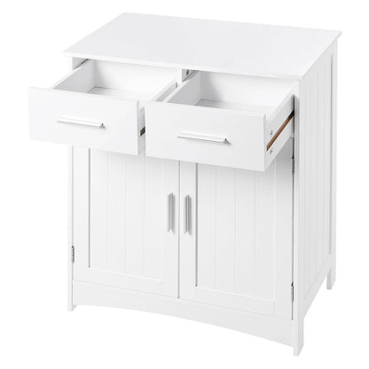 Witte Badkamerkast 60x76x30 cm – Met 2 Laden & Verstelbaar Schap – Vrijstaand Opbergmeubel – Vochtbestendig MDF