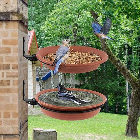Hangende Vogelvoederschaal & Vogelbad – Weerbestendig – 2 of 3 Lagen – Voor Tuin, Balkon of Railing – PP & IJzer – Voor Wilde Vogels