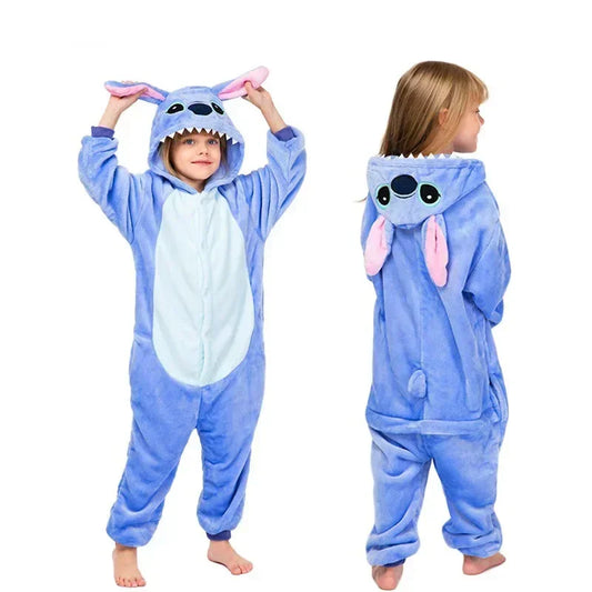 Stitch Onesie Kinderpyjama – Zachte Fleece Dierenpak met Capuchon – Loungepak & Slaapkleding – Disney Thema – Voor Kinderen