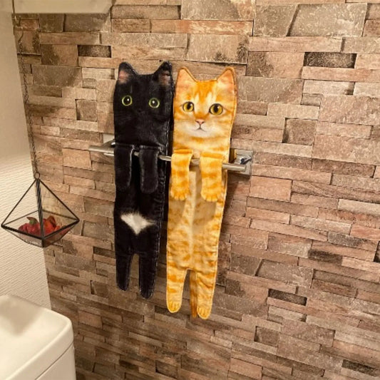 Grappige Kat Handdoekjes Badkamer Handdoek Met Hangende Lussen Snel Droog