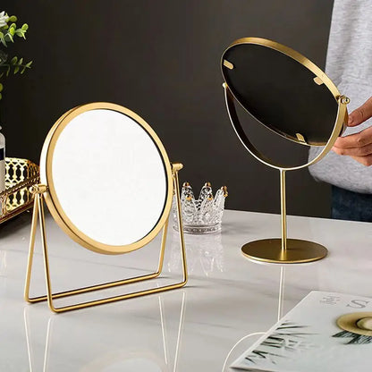 360 Graden Roteren Ijzeren Desktop Spiegel Textuur Dames Make-Up Spiegel