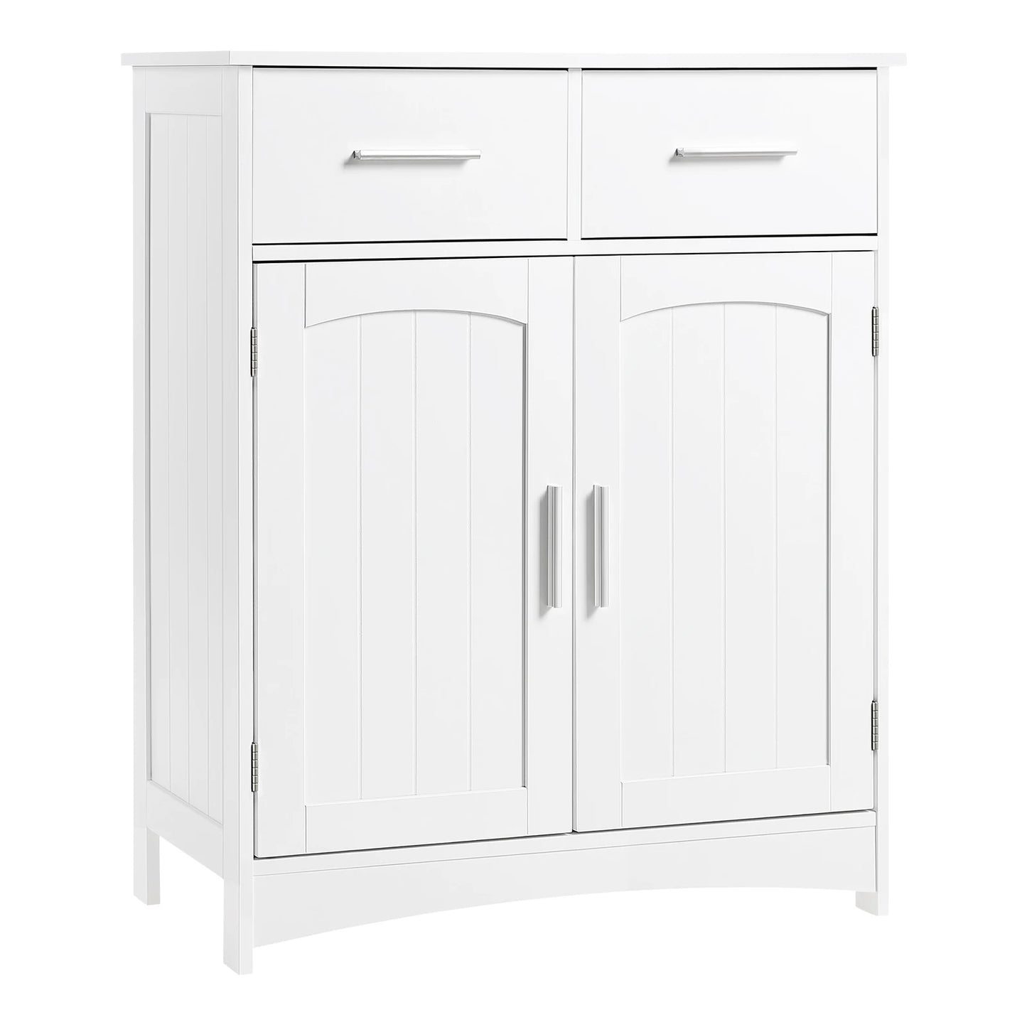 Witte Badkamerkast 60x76x30 cm – Met 2 Laden & Verstelbaar Schap – Vrijstaand Opbergmeubel – Vochtbestendig MDF