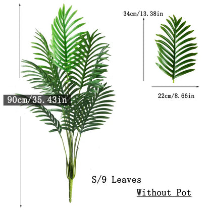 Grote Kunstmatige Palmboom Tropische Nep Planten Groene Plastic Palmbladeren 90-120cm
