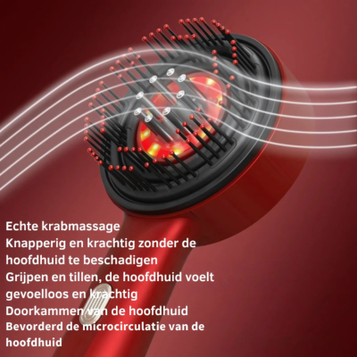 3-in-1 Elektrische Hoofdhuid Massagekam – Roodlichttherapie, Haarserum Applicator & Trilmassage voor Haarverzorging