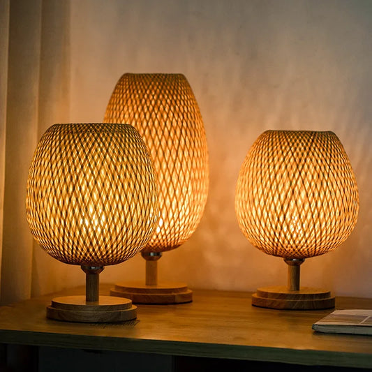 AntiqueBamboo Vintage Bamboe Tafellamp - Rustiek Design en Natuurlijke Elegantie