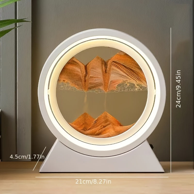3D Bewegende Zandschilderij LED Tafellamp, Glas Zand Scene Nachtlicht, Romantisch Huisdecor