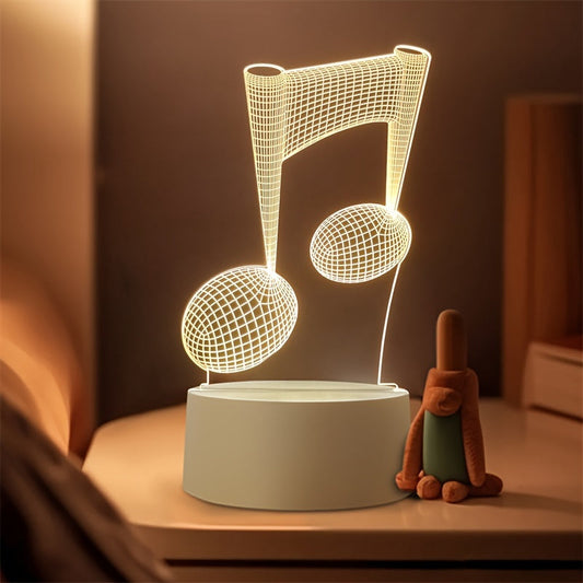 Acryl Muzieknoot Nachtlampje, 3D LED Frame, USB-Aangedreven