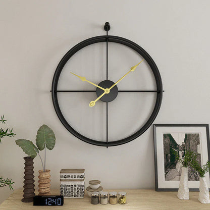 IronClock XL Wandklok 52 cm – Minimalistisch Industrieel Design | Stille Quartz Beweging | Zwart of Zwart-Goud | Metalen Klok voor Woonkamer, Kantoor & Keuken