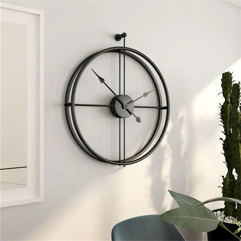 IronClock XL Wandklok 52 cm – Minimalistisch Industrieel Design | Stille Quartz Beweging | Zwart of Zwart-Goud | Metalen Klok voor Woonkamer, Kantoor & Keuken